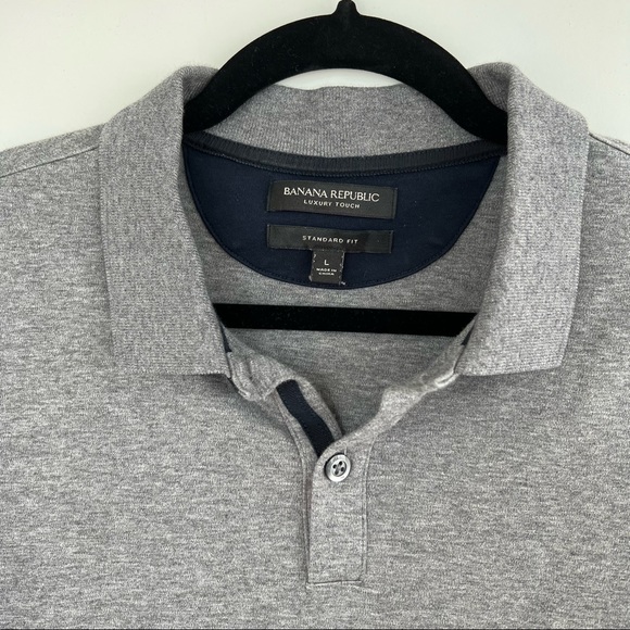 Banana Republic Luxury Touch Grey Polo, Size Large - Picture 2 of 3